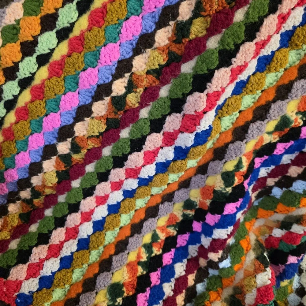 Grandma Afghan Throw‎ Vintage Handmade Blanket 44 X 52